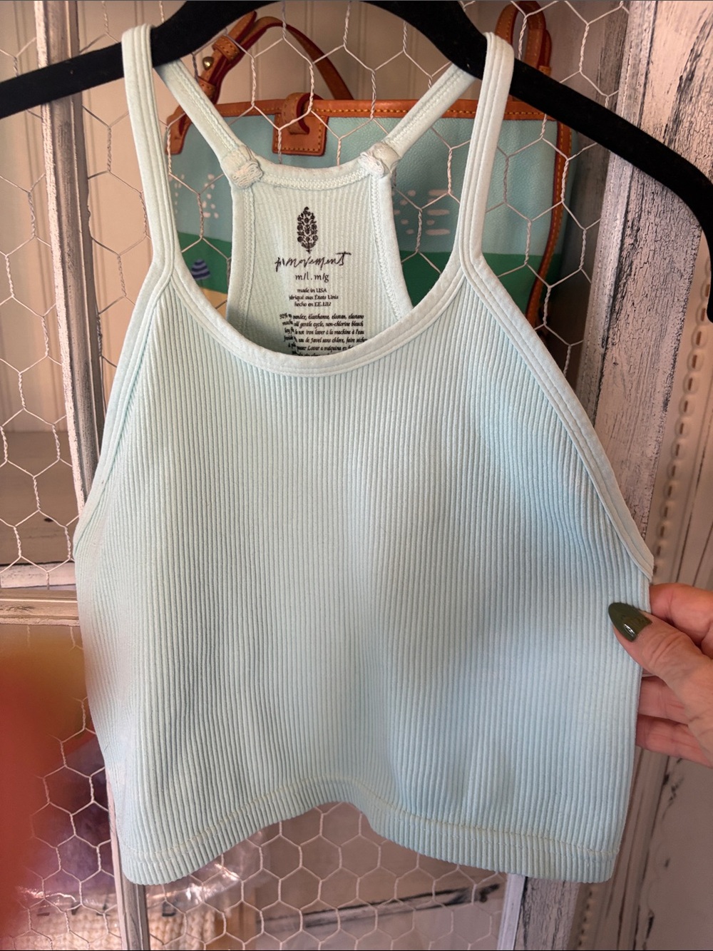 Free People Mint Ribbed Racerback Crop Tank